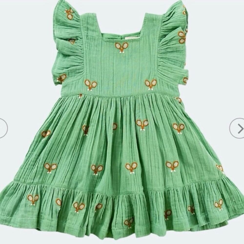 Pink Chicken Girls Green Tennis Racket Dress Size 8